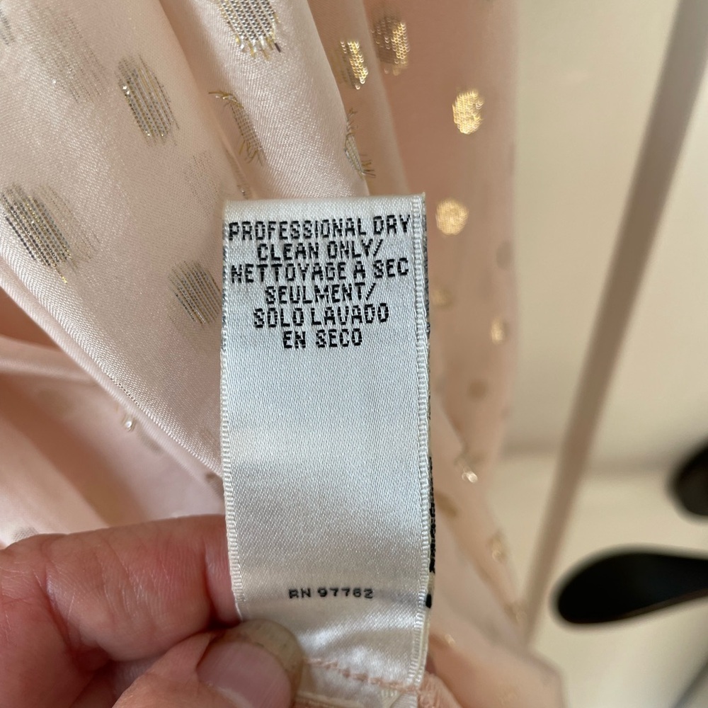 Jill Stuart Y2K Silk Ballerina Pink Strapless Metallic Dot Tea Length Dress - Picture 6 of 13